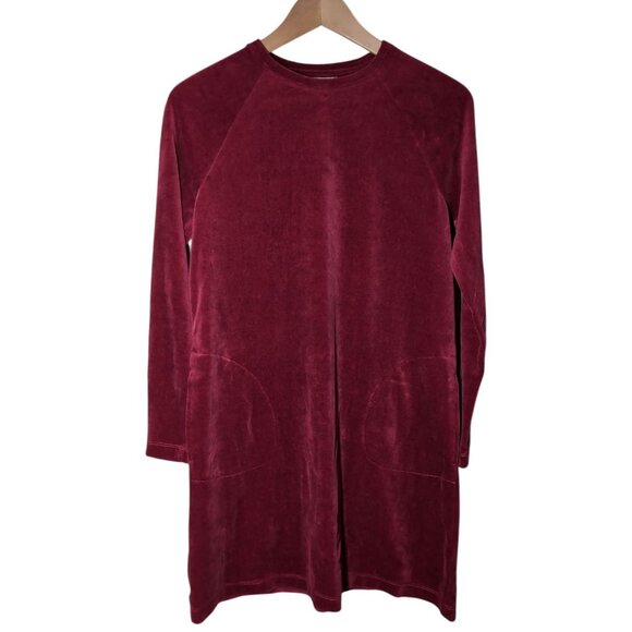 Pure Jill Velour Tunic Dress Womens XS Shift Holiday Pockets Pima Cotton - Picture 1 of 7